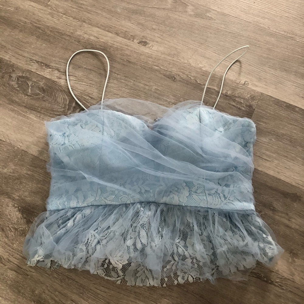 VICI / Skylar Rose Lace Blue Tank Top SMALL